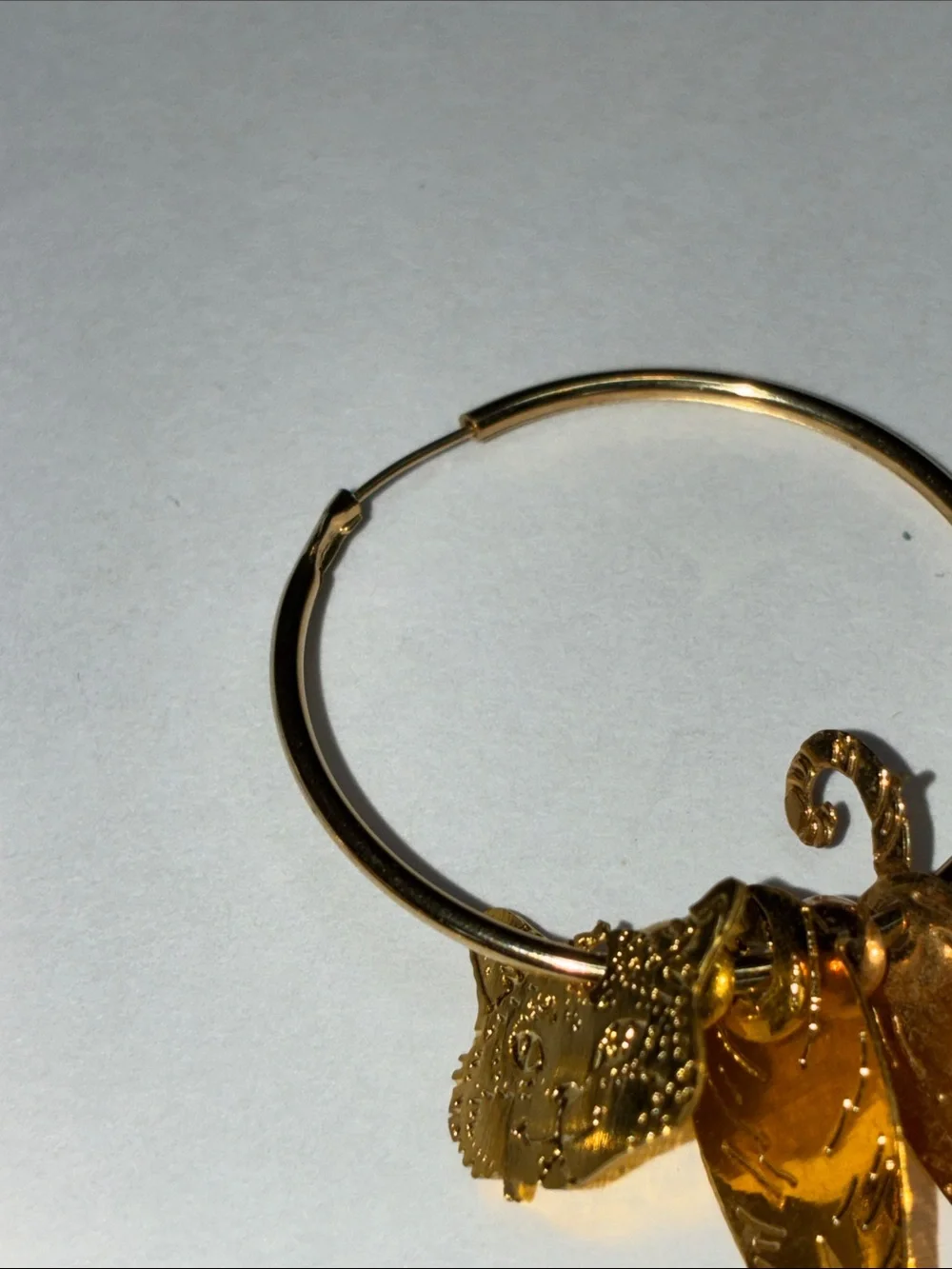 Vintage Gold Cat Hoop Earrings